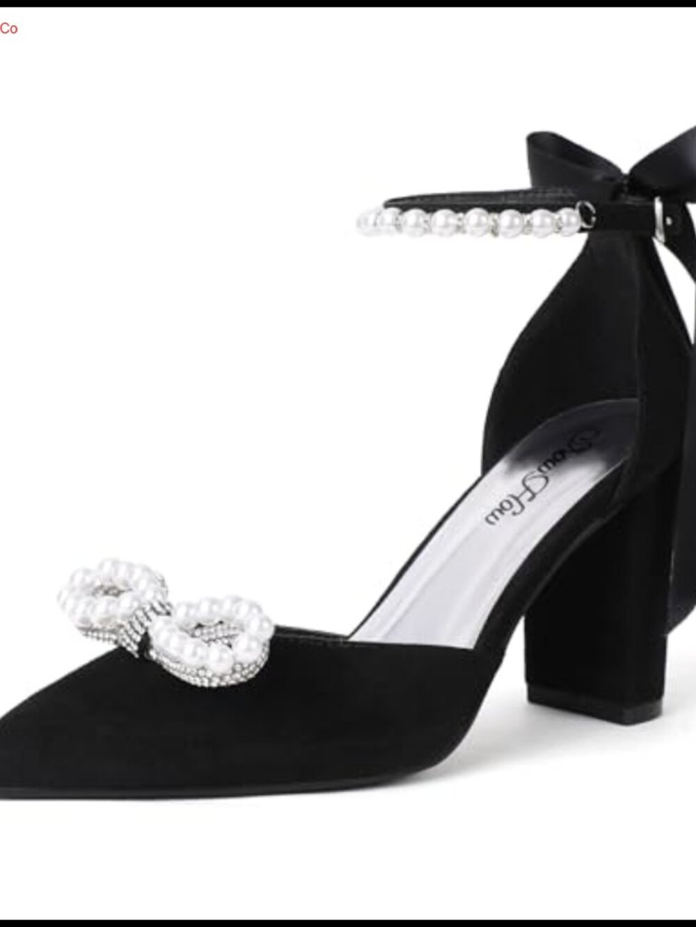 Pearl Bow Wedding Heels Pointed Toe Mid-Heel Bridal Pumps